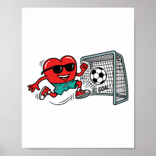 Heart Valentines Day Soccer Men Boys Kids Teens  Poster
