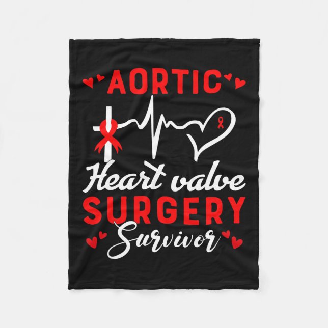 Heart Valve Surgery Survivor Heart Disease Awarene Fleece Blanket (Front)
