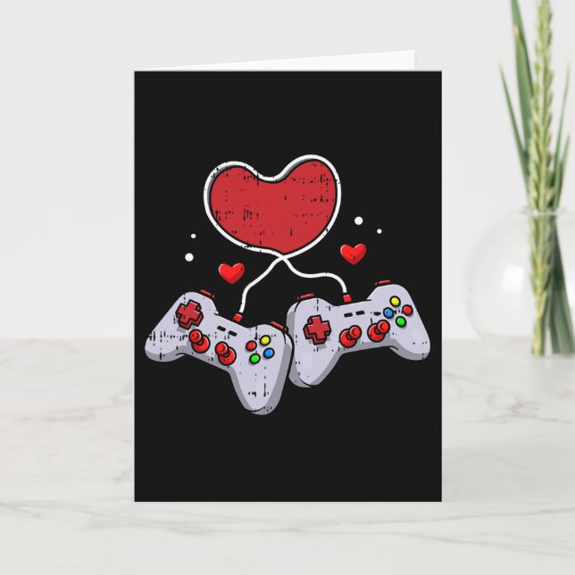 Heart Video-game Controller Valentines Day Cool Ga Card (Front)