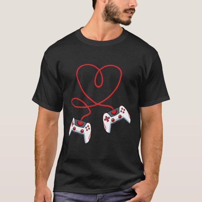Heart Video-game Controller Valentines Day Cool Ga T-Shirt (Front)