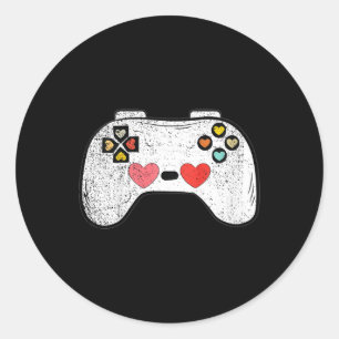 Heart Video-game Controller Valentines Day Cute Ga Classic Round Sticker