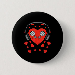 Heart Video Game Valentines Day Gamer Boys Men Gir 6 Cm Round Badge