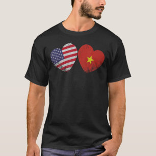 Heart Vietnamese American Flag Patriotic Family He T-Shirt