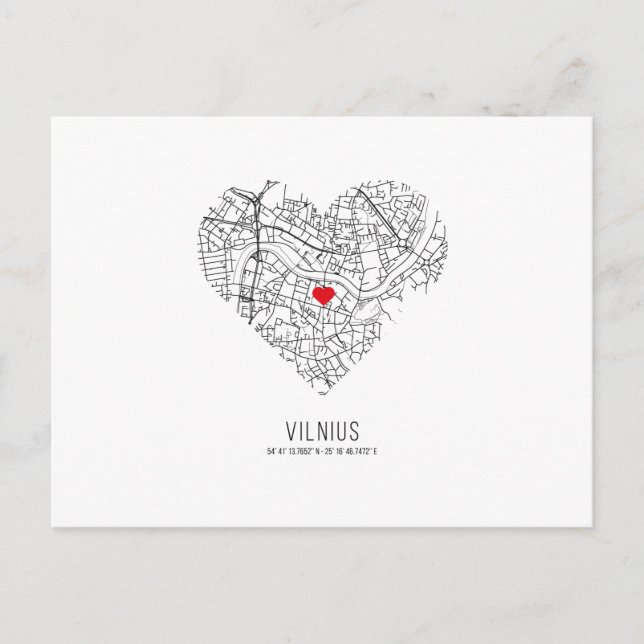  Heart Vilnius City Map (Lithuania)  Postcard (Front)