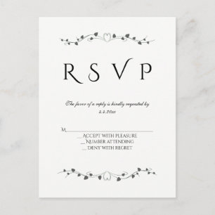 Heart vines wedding rsvp postcards
