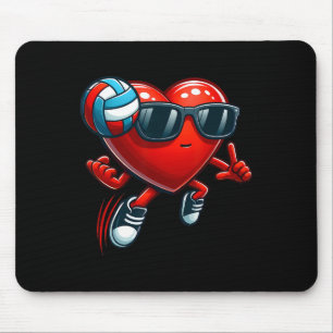 Heart Volleyll Lover Player Sport Valentines Day V Mouse Pad