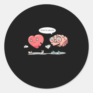 Heart Vs Brain Heart Leading Brain Valentines  Classic Round Sticker