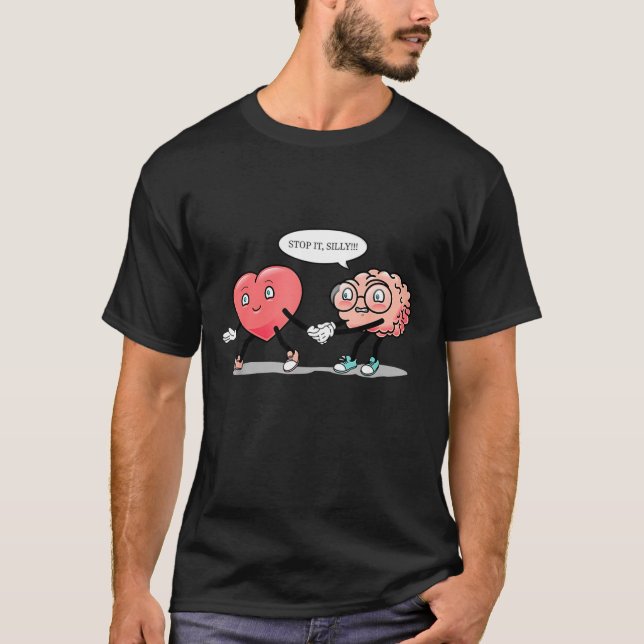 Heart Vs Brain Heart Leading Brain Valentines  T-Shirt (Front)