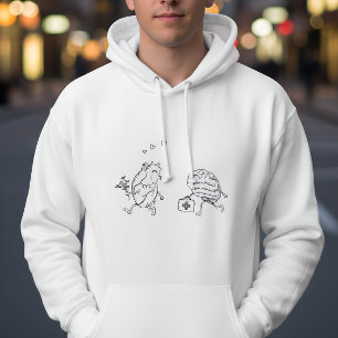 Heart vs Mind – Funny Emotional Line Art Hoodie