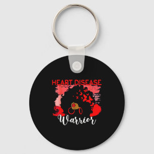 Heart Warrior Black Woman Red Heart Disease Awaren Key Ring