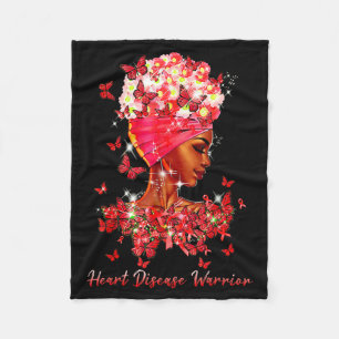 Heart Warrior Butterflies Women Red Heart Disease  Fleece Blanket