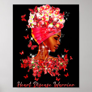 Heart Warrior Butterflies Women Red Heart Disease  Poster