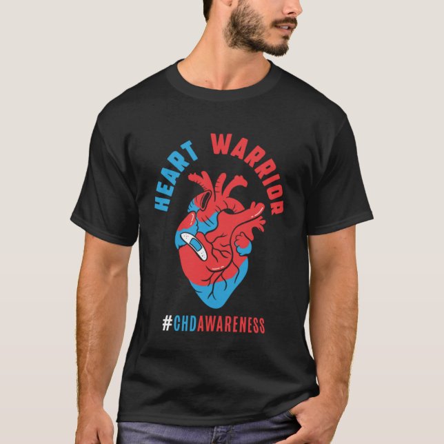 Heart Warrior CHD Awareness Congenital Heart Defec T-Shirt (Front)