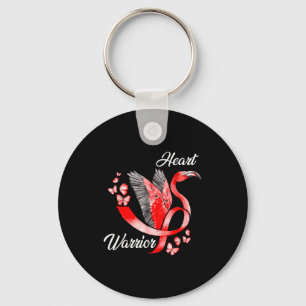 Heart Warrior Flamingo Red Heart Disease Awareness Key Ring