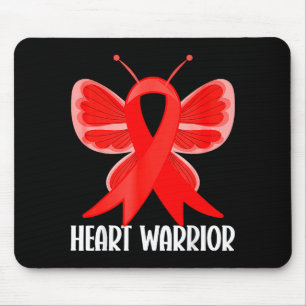 Heart Warrior Heart Disease Awareness Butterfly Wo Mouse Pad