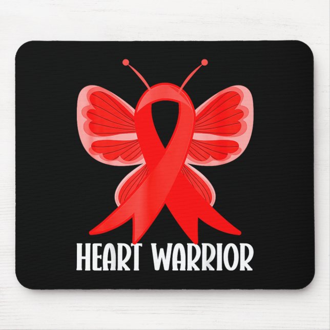 Heart Warrior Heart Disease Awareness Butterfly Wo Mouse Pad (Front)