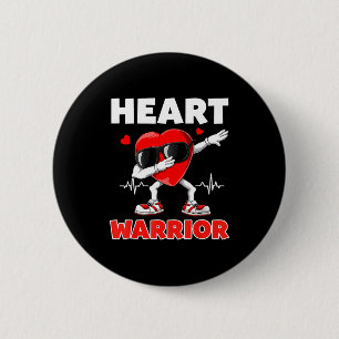 Heart Warrior Heart Disease Awareness Month Red He 6 Cm Round Badge