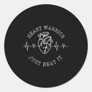Heart Warrior Just Beat It Heart Disease Awareness Classic Round Sticker
