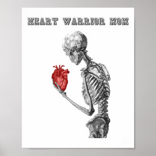 Heart Warrior Mum Skeleton Human Heart Disease Gra Poster