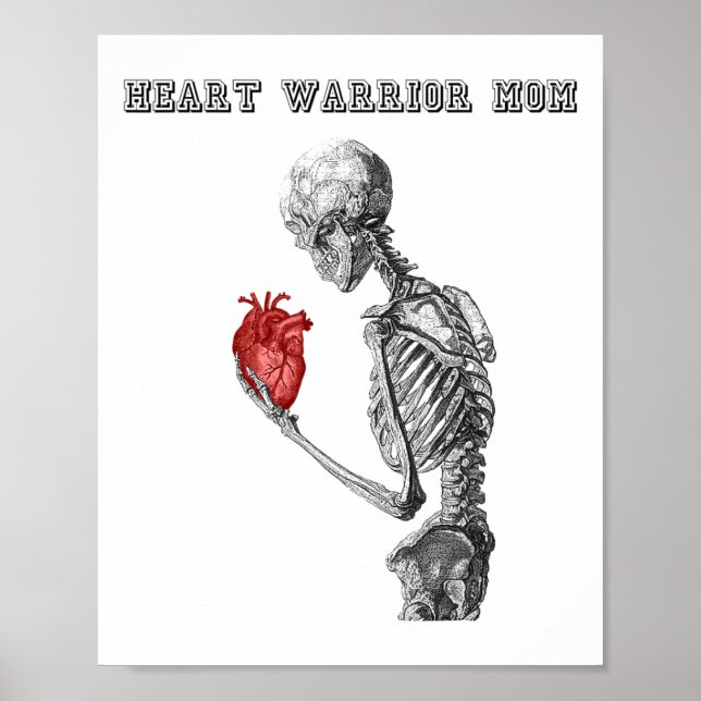 Heart Warrior Mum Skeleton Human Heart Disease Gra Poster (Front)