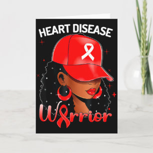 Heart Warrior Red Black Woman Heart Disease Awaren Card