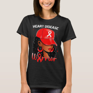 Heart Warrior Red Black Woman Heart Disease Awaren T-Shirt