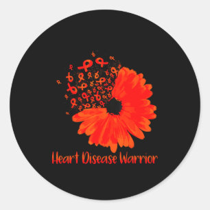 Heart Warrior Ribbon Flower Red Heart Disease Warr Classic Round Sticker