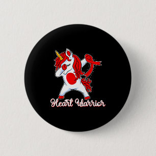 Heart Warrior Ribbon Heart Disease Dabbing Unicorn 6 Cm Round Badge