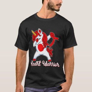 Heart Warrior Ribbon Heart Disease Dabbing Unicorn T-Shirt