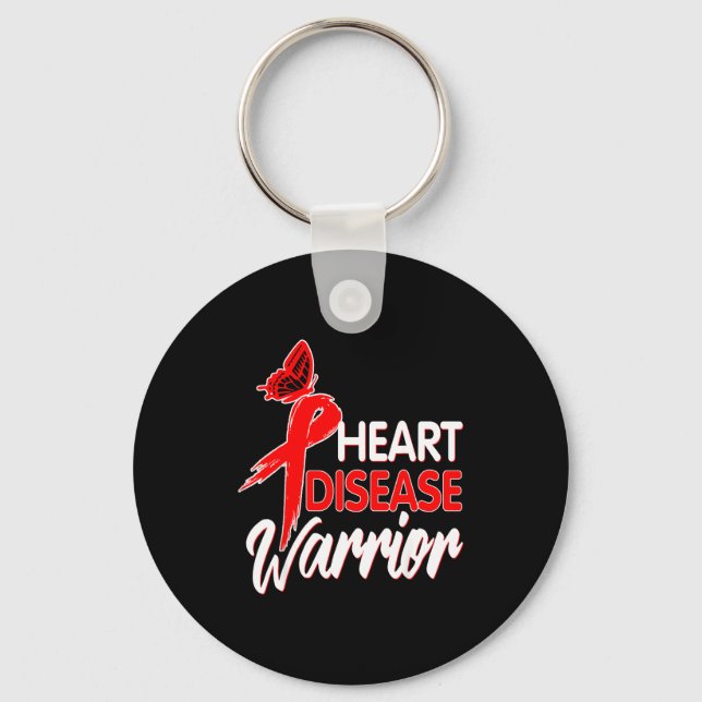 Heart Warrior Shirts Ribbon Red Heart Disease Awar Key Ring (Front)