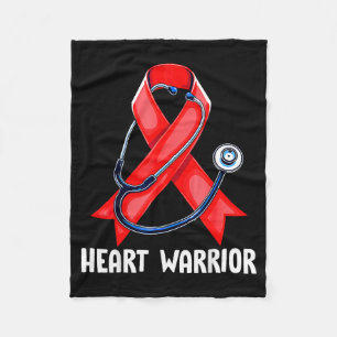 Heart Warrior Stethoscope Red Nurse Heart Disease Fleece Blanket