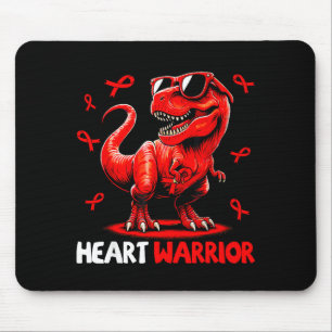 Heart Warrior Trex Dinosaur Heart Disease Awarenes Mouse Pad