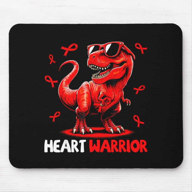 Heart Warrior Trex Dinosaur Heart Disease Awarenes Mouse Pad (Front)