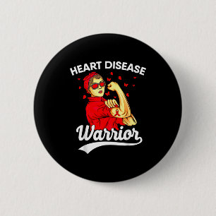 Heart Warrior Unbreakable Women Red Heart Disease 6 Cm Round Badge