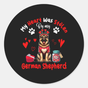Heart Was Stolen By My German Shepherd Valentine D Classic Round Sticker