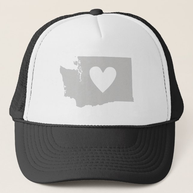 Heart Washington state silhouette Trucker Hat (Front)