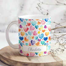 Heart Watercolor Colourful Cute Love Custom Name 