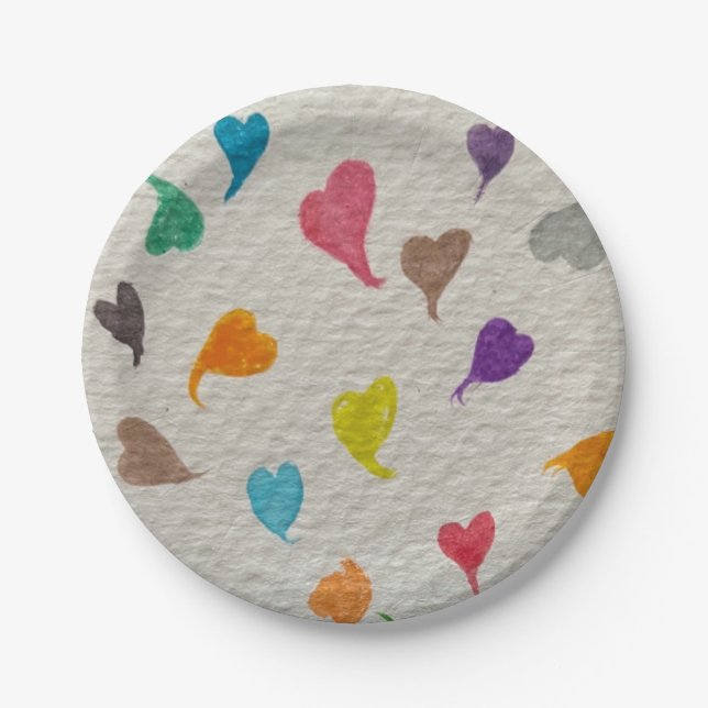 Heart Watercolor Paper Plates (Front)