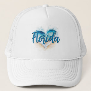 Heart Wave Florida Beach Trucker Hat