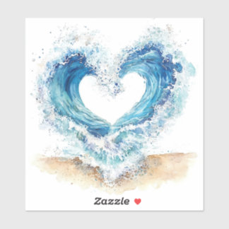 Heart Wave Stickers | Ocean Love Sticker Sheet