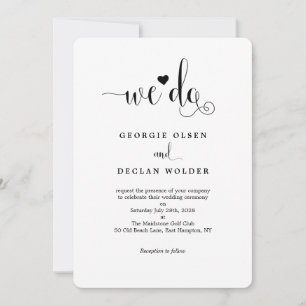 Heart We Do Calligraphy Wedding Invitation