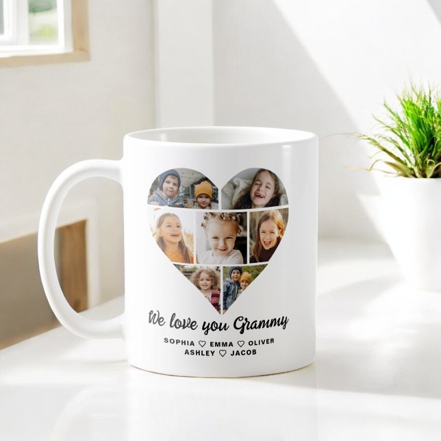 Heart We Love You Grammy Family Photo Collage Coffee Mug (Creator Uploaded)