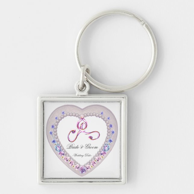 Heart Wedding Keepsake Key Ring (Front)