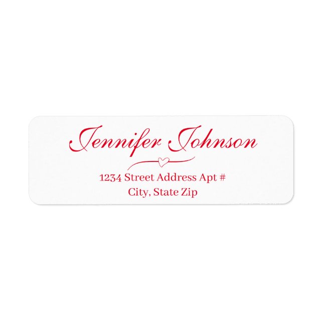 Heart Wedding Red Script Return Address Envelope (Front)
