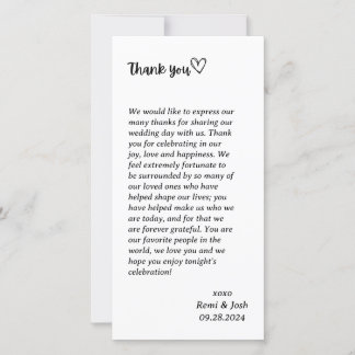 HEART Wedding Thank You Note Holiday Card