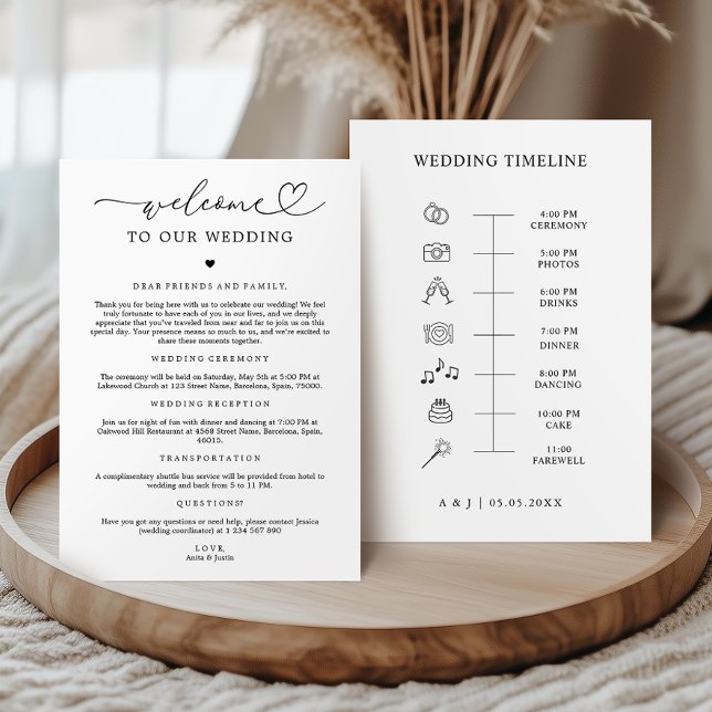 Heart Wedding Welcome Itinerary Icon Timeline Card (Creator Uploaded)