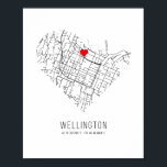 Heart Wellington City Map (New Zealand) Poster<br><div class="desc">Heart Wellington City Map (New Zealand)</div>