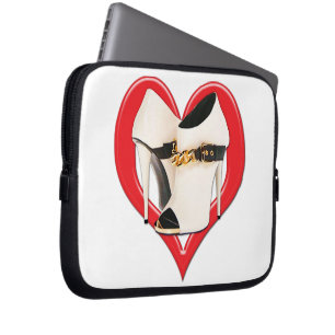 Heart White Leather Boots with Gold Chain Laptop Sleeve