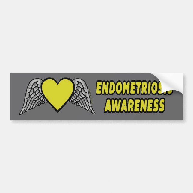 Heart/Wings...Endometriosis Bumper Sticker (Front)