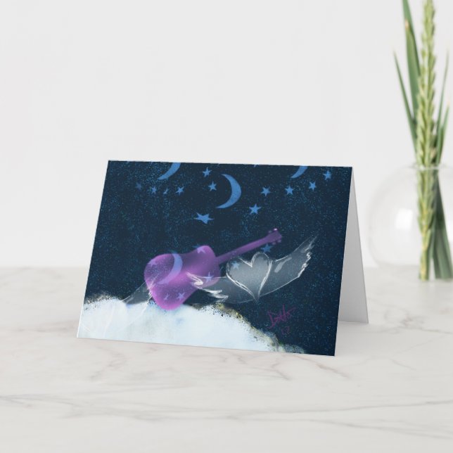 Heart wings music greeting card (Front)